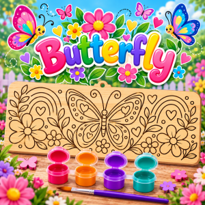 Butterfly kit designed for children aged 8β12. Each 10 Γ 25 cm wooden board is laser-engraved with a detailed design ready to paint. With 4 bright colours and a paintbrush included, children can create their own colourful masterpiece and then display it as a keepsake.